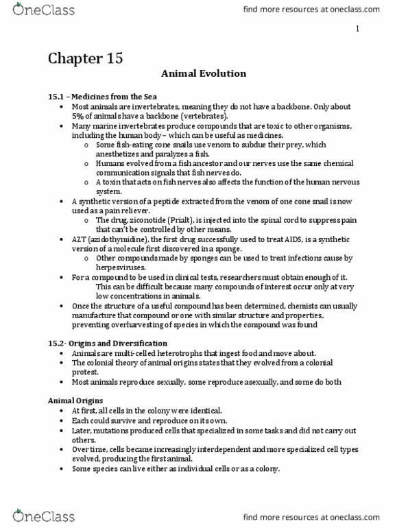 Biology 1225 Chapter Notes - Chapter 15: Flatworm, Heterotroph, Yolk Sac thumbnail