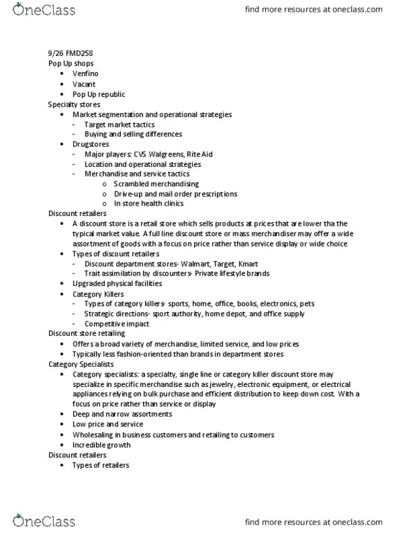 FMD 256 Lecture Notes - Lecture 2: Target Market, Warehouse Club, Category Killer thumbnail