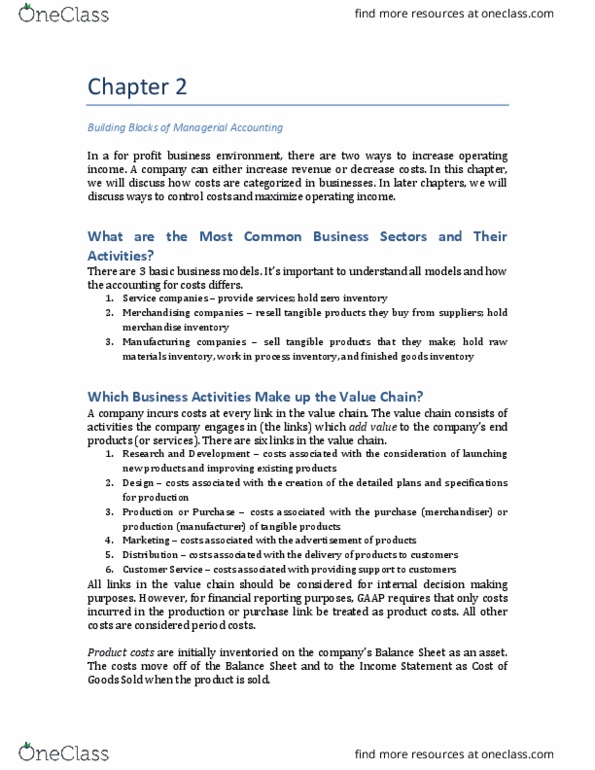 ACCT 2102 Chapter Notes - Chapter 2: Direct Product, Financial Statement, Management Accounting thumbnail
