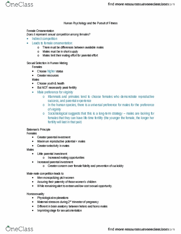 ANT211H5 Lecture Notes - Lecture 12: Cuckold, Menopause, Menarche thumbnail