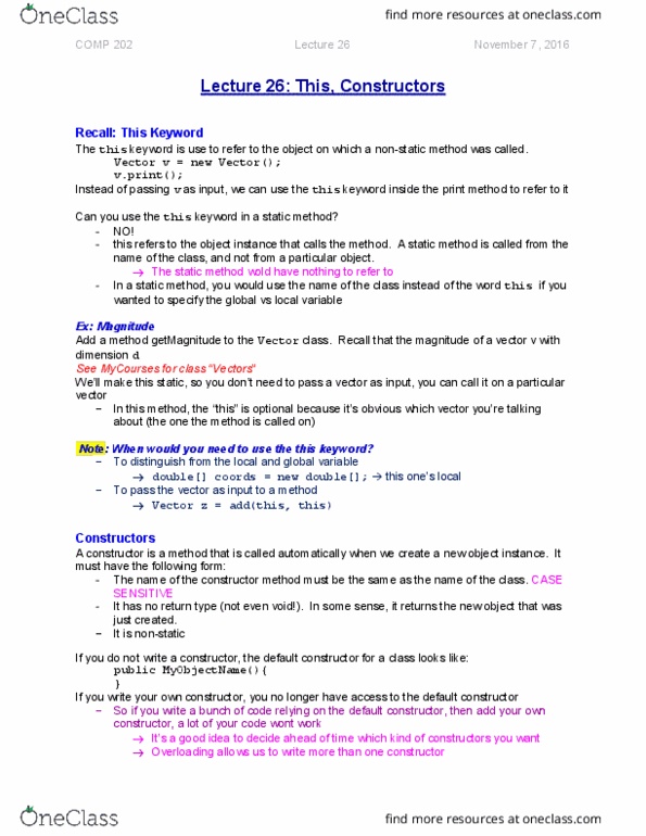 COMP 202 Lecture Notes - Lecture 26: Local Variable, Global Variable thumbnail