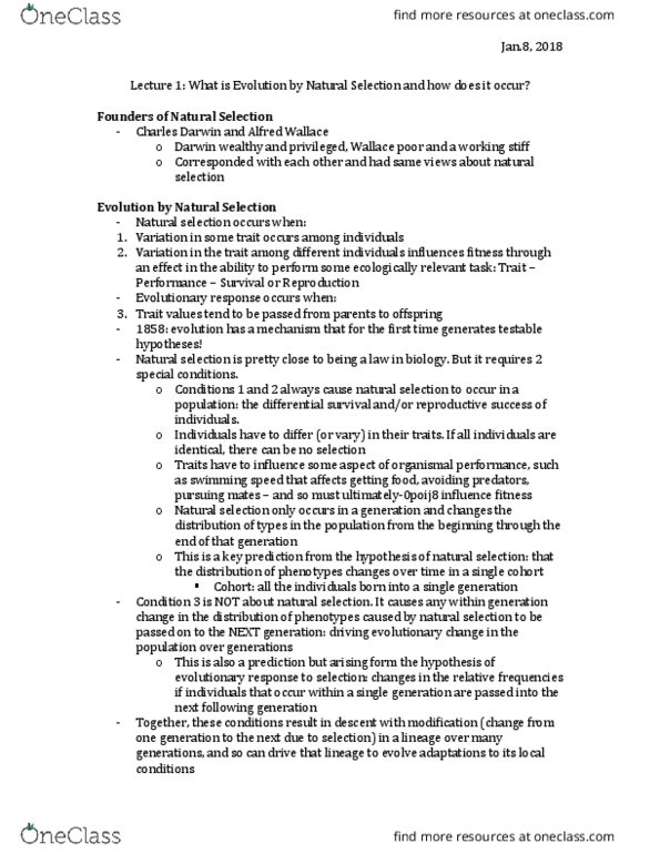 BIOL 4120 Lecture Notes - Lecture 1: Frequency Distribution, Genetic Drift, Histogram thumbnail