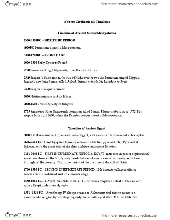 HIST 2311 Lecture 1: Western Civ Timeline thumbnail