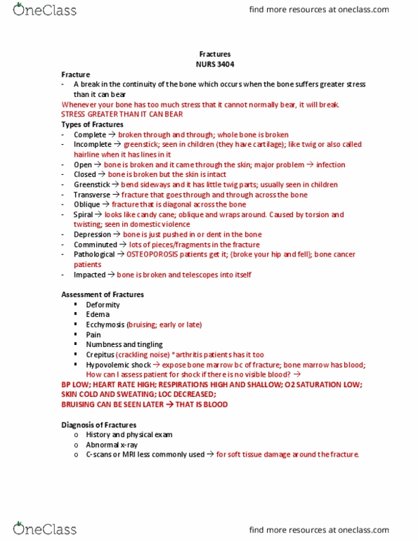 NURS 3404 Lecture Notes - Lecture 14: Candy Cane, Asepsis, Internal Fixation thumbnail