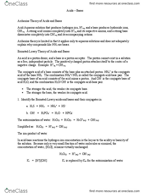 CHEM 1032 Lecture Notes - Lecture 15: Conjugate Acid thumbnail