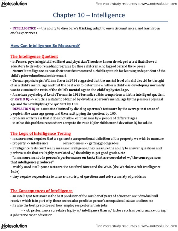 EESA10H3 Lecture Notes - Wechsler Adult Intelligence Scale, Intelligence Quotient, Confirmatory Factor Analysis thumbnail