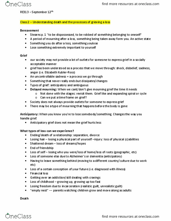 RE313 Lecture Notes - Lecture 2: Writing Therapy, Brain Death, Dementia thumbnail