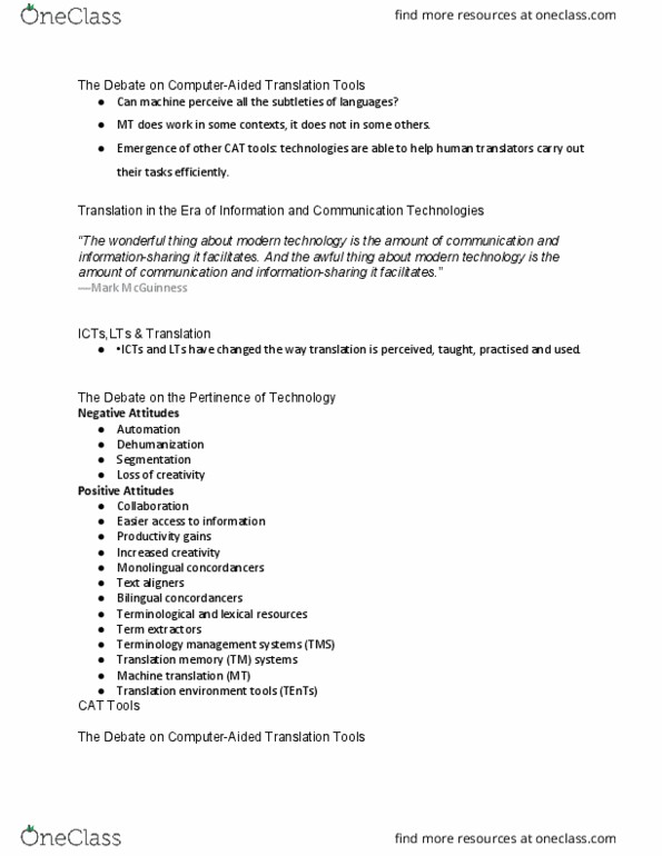 TRA 3956 Lecture Notes - Lecture 1: File Explorer, Translation Memory, Speech Recognition thumbnail