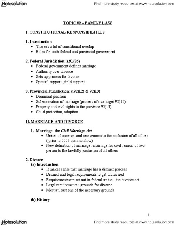 CRIM 135 Lecture Notes - Divorce, Civil Marriage Act, Married People thumbnail