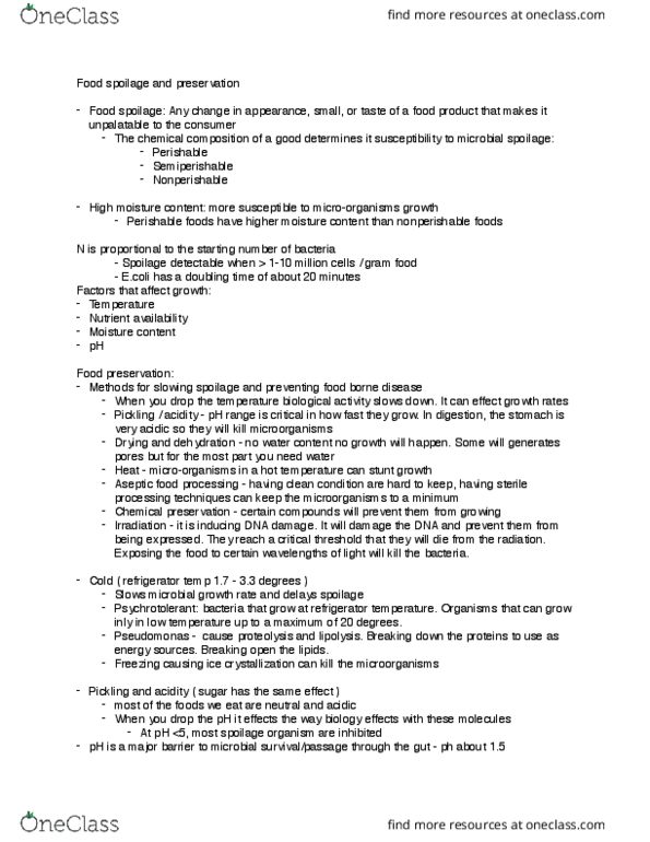 FABS 210 Lecture Notes - Lecture 17: Vapor Pressure, Escherichia Coli, Food Spoilage thumbnail