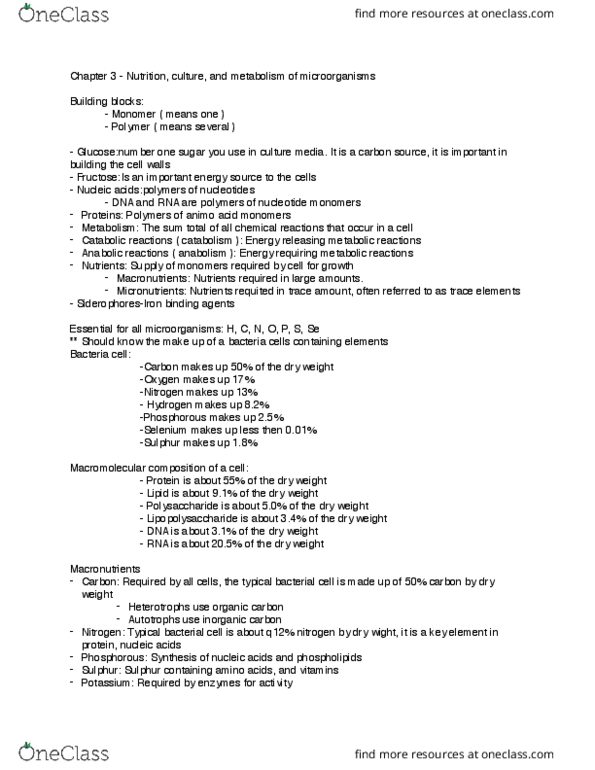 FABS 210 Lecture Notes - Lecture 2: Cellular Respiration, Monomer, Magnesium thumbnail