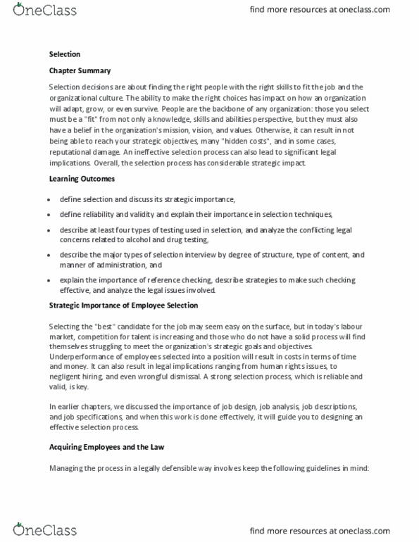 HRM200 Lecture Notes - Lecture 4: Job Analysis, Wrongful Dismissal, Organizational Culture thumbnail