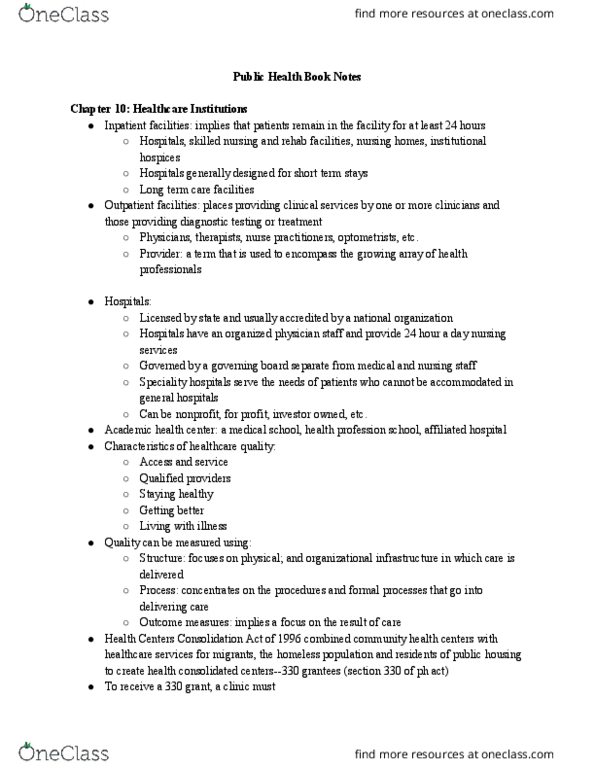 PUBH 1001 Chapter Notes - Chapter 10: Outline Of Health Sciences, Information System, Kaiser Permanente thumbnail