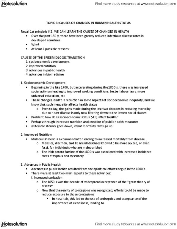 HLTH101 Lecture Notes - Measles Vaccine, Infant Mortality, Biomedicine thumbnail