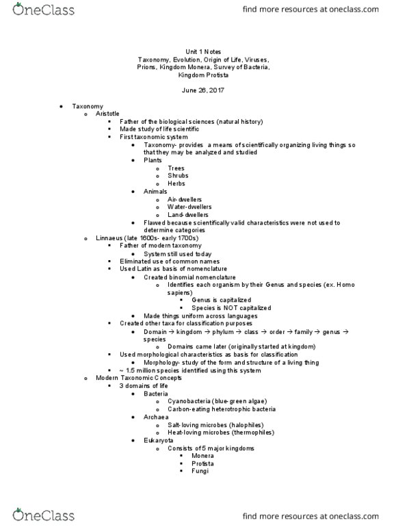 BIOL 102 Lecture Notes - Lecture 1: Salivary Gland, Cnidaria, Ulna thumbnail