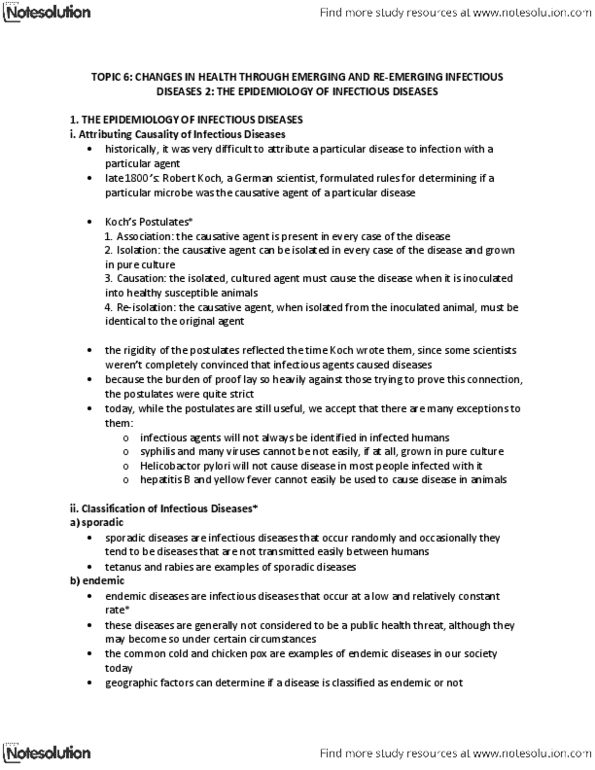 HLTH101 Lecture Notes - Lyme Disease, Microbiological Culture, Yellow Fever thumbnail