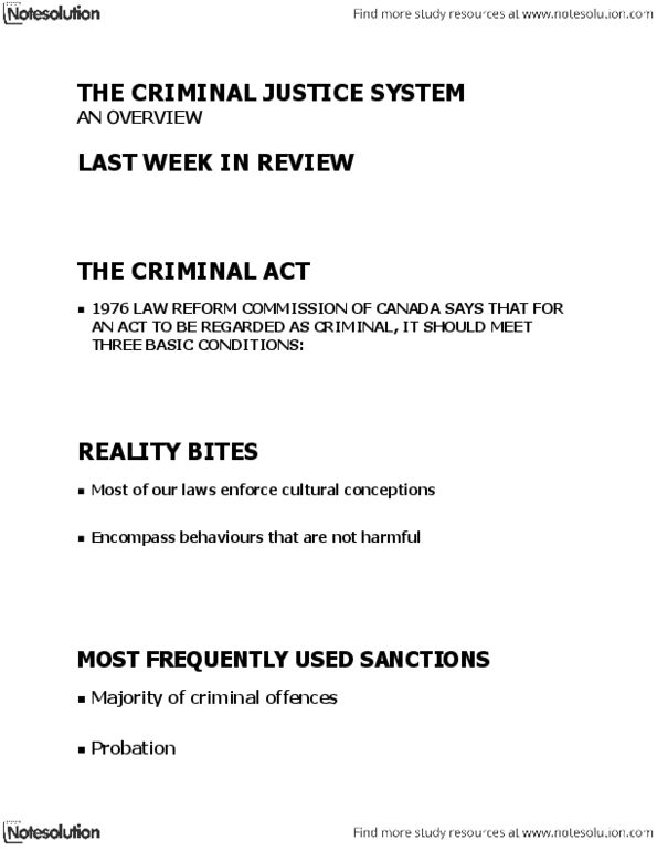 CRIM 131 Lecture Notes - Lecture 2: Law Commission Of Canada, Parole Board Of Canada, Youth Criminal Justice Act thumbnail