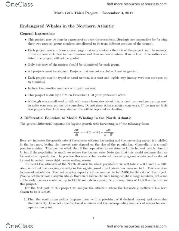 MATH 1215 Lecture Notes - Lecture 6: Bifurcation Diagram, Logistic Function, Stability Theory thumbnail