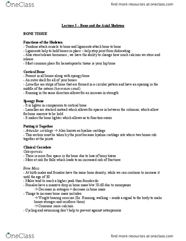 Health Sciences 2300A/B Lecture Notes - Lecture 3: Ethmoid Bone, Mastoid Part Of The Temporal Bone, Epiphysis thumbnail