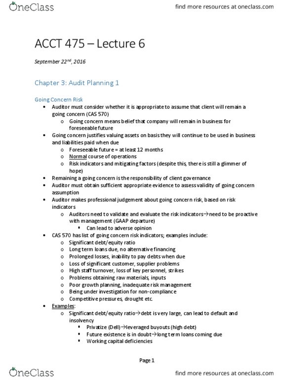 ACCT 475 Lecture Notes - Lecture 6: Learning Curve, Kpmg, Bombay Company thumbnail