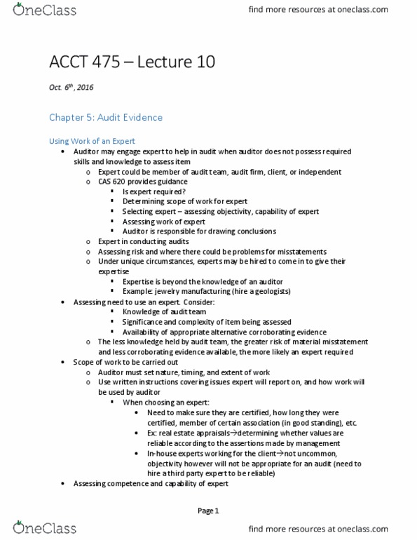 ACCT 475 Lecture Notes - Lecture 10: W. M. Keck Observatory, Zzzz, Audit Risk thumbnail