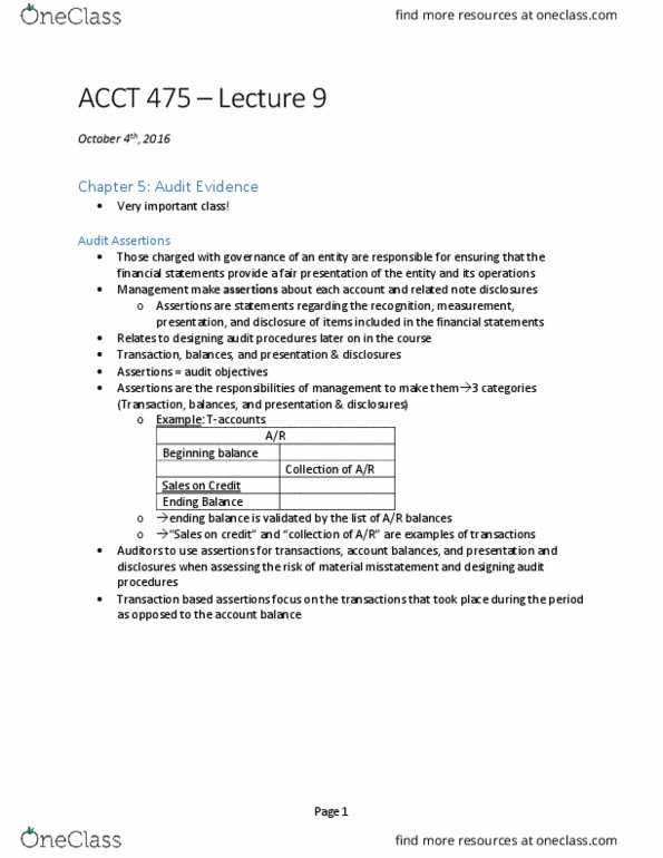 ACCT 475 Lecture Notes - Lecture 9: Digital Evidence, Audit Risk, Fax thumbnail