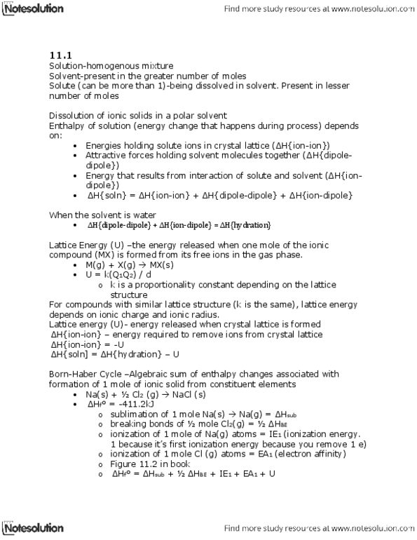 CHM 142 Chapter Notes - Chapter 11: Lattice Energy, Ionic Radius, Ionic Compound thumbnail