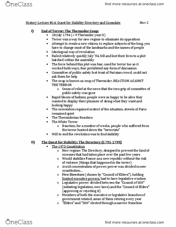 History 1401E Lecture Notes - Lecture 14: Legislature thumbnail