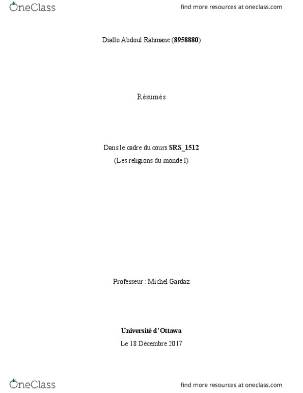 SRS 1510 Lecture Notes - Lecture 2: Le Monde, Johnny Hallyday, Mythologiques thumbnail