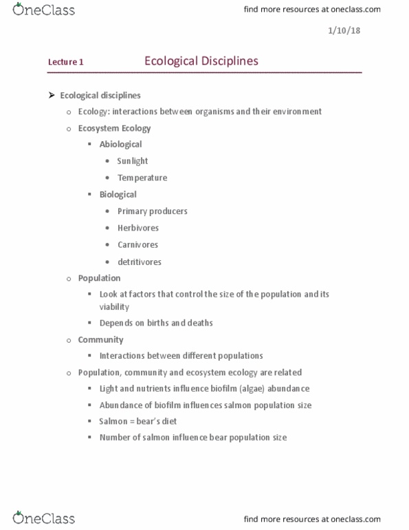 ZOL 355 Lecture Notes - Lecture 1: Ecosystem Ecology, Biofilm thumbnail