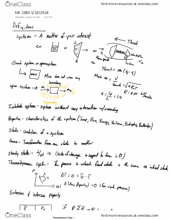 ME 2380 Lecture Notes - Lecture 2: Thermodynamics thumbnail