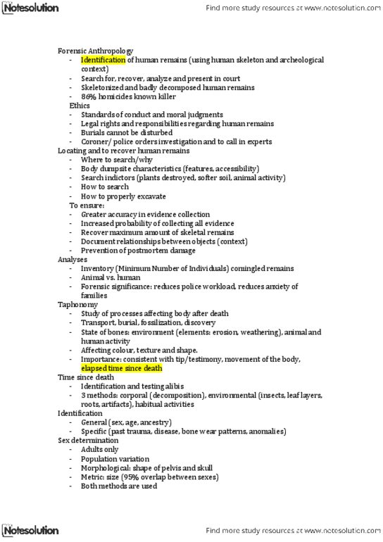 FSC239Y5 Lecture Notes - Pubic Symphysis, Taphonomy, Long Bone thumbnail