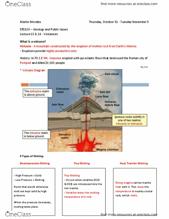 ERS103H5 Lecture Notes - Lecture 13: Magma Chamber, Convergent Boundary, Lapilli thumbnail