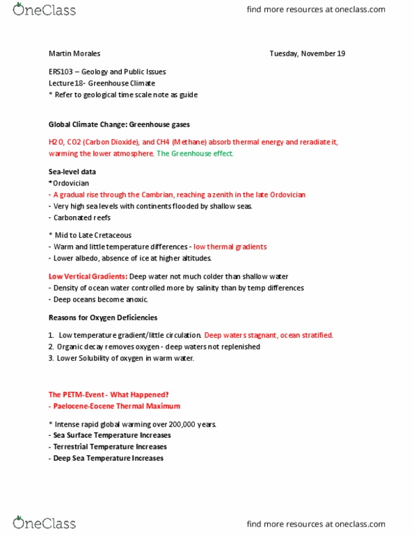 ERS103H5 Lecture Notes - Lecture 18: Sea Surface Temperature, Geologic Time Scale, Ordovician thumbnail