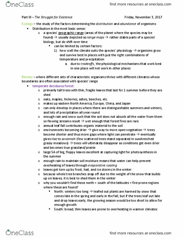 BIO120H1 Chapter Notes - Chapter 3: Temperate Deciduous Forest, Primary Production, Scattered Trees thumbnail