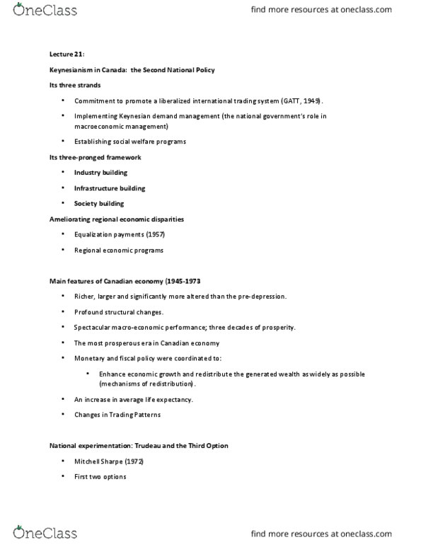 POLS 3125 Lecture Notes - Lecture 21: General Agreement On Tariffs And Trade, Canadian Content, Status Quo thumbnail