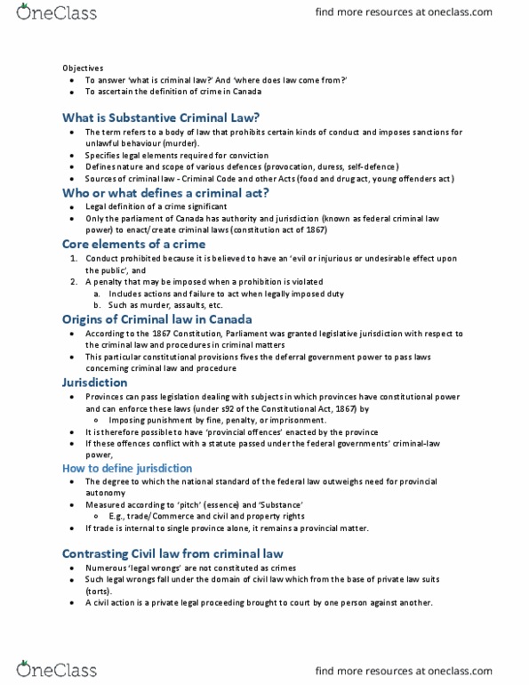 LS202 Lecture Notes - Lecture 2: True Crime, Summary Offence, False Advertising thumbnail