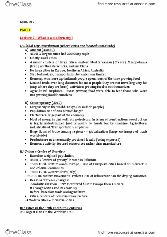 GEOG 217 Lecture Notes - Lecture 1: Central Place Theory, National Bureau Of Economic Research, Louis Wirth thumbnail