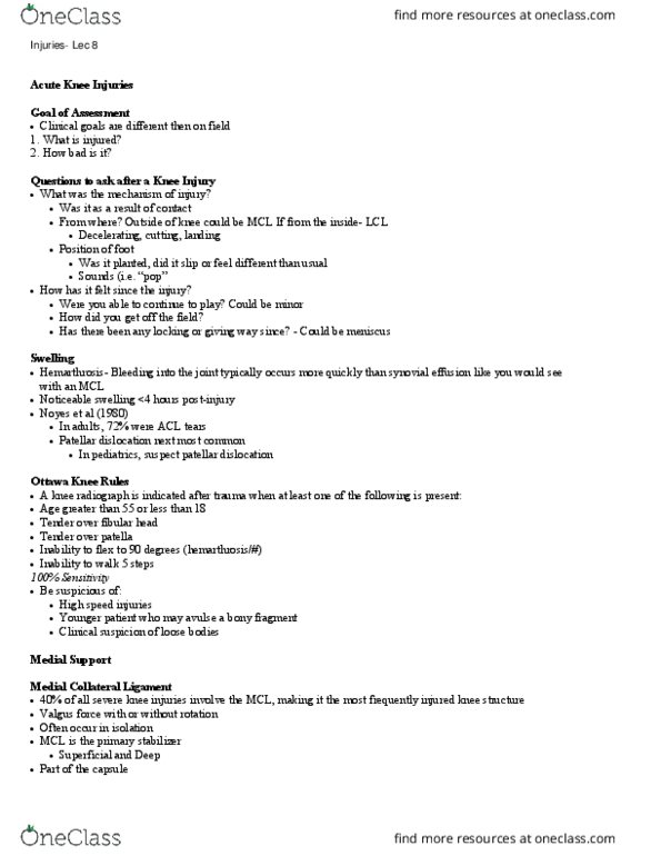 Kinesiology 2236A/B Lecture Notes - Lecture 8: Popliteus Muscle, Varus Deformity, Radiography thumbnail