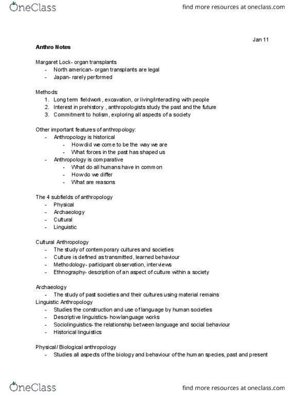 ANTHROP 1AB3 Lecture Notes - Lecture 1: Forensic Anthropology, Linguistic Description, Historical Linguistics thumbnail