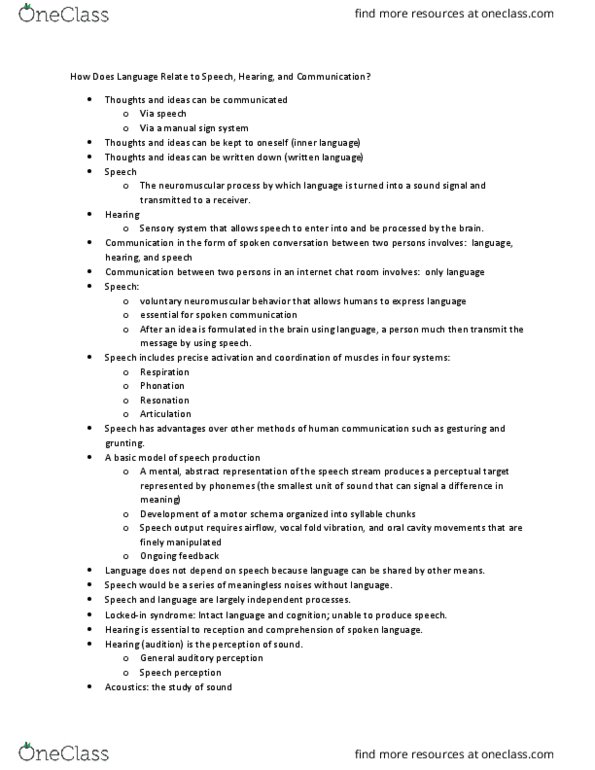 CSD 2318 Lecture Notes - Lecture 2: Chat Room, Speech Perception, Vocal Folds thumbnail