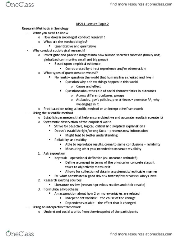 KP211 Lecture Notes - Lecture 2: Scientific Method, Literature Review, Qualitative Property thumbnail