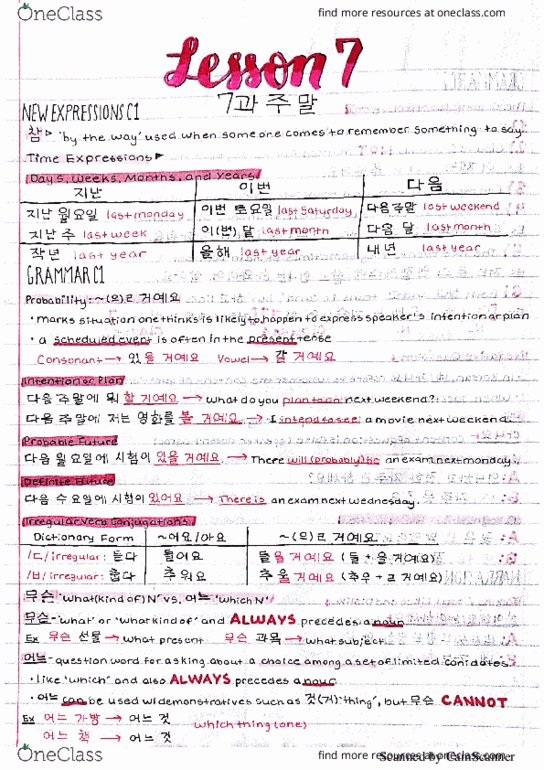 EALC-K 101 Chapter 7: Integrated Korean Lesson 7 Notes thumbnail