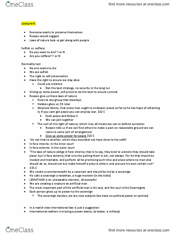 Political Science 2237E Lecture Notes - Lecture 4: Leviathan, Westminster System thumbnail