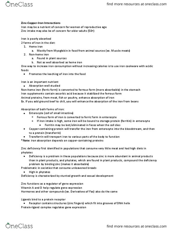 NFS284H1 Lecture Notes - Lecture 11: Superoxide Dismutase, Zinc Deficiency, Enterocyte thumbnail