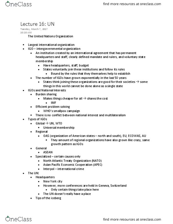 Political Science 2231E Lecture Notes - Lecture 16: Nato, Economic Community Of West African States, Iceberg thumbnail