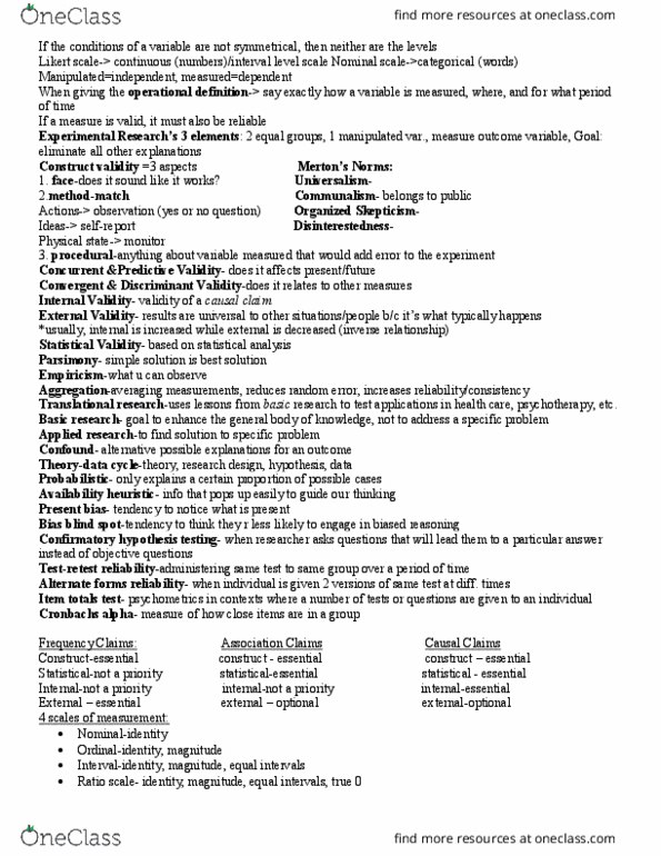 PSC 41 Study Guide Fall 2017, Midterm Likert Scale, Availability