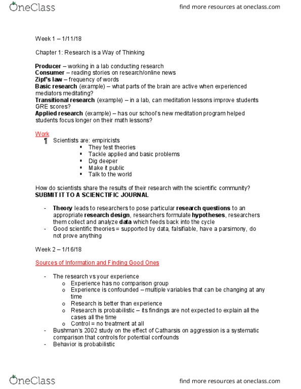 PSY 290 Lecture Notes - Lecture 1: Availability Heuristic, Falsifiability, Review Article thumbnail