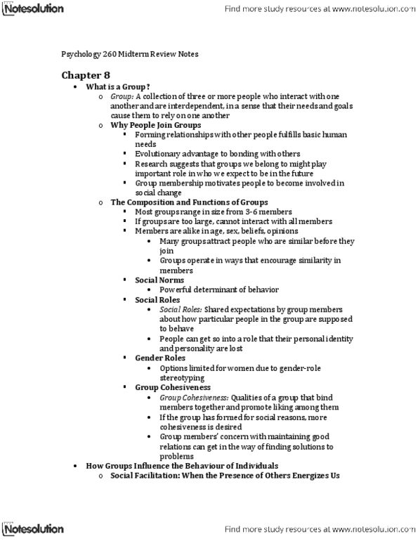 PSYC 260 Midterm: Psychology 260 Midterm Review Notes.docx - OneClass