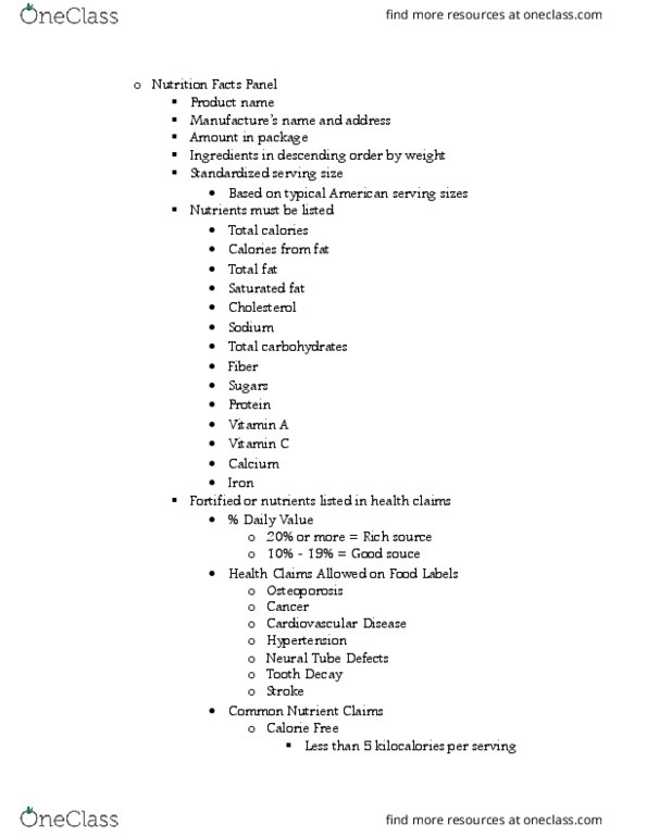 NUTR 1030 Chapter Notes - Chapter 2: Neural Tube Defect, Saturated Fat, Calorie thumbnail